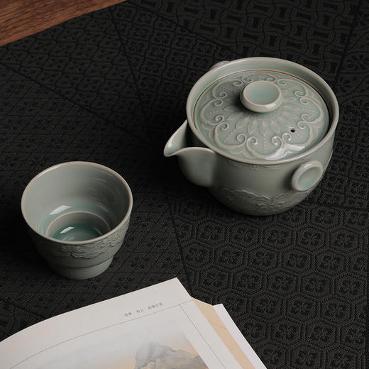 龙泉青瓷敦煌宝相纹与百财吉祥纹饰茶具 商品图6