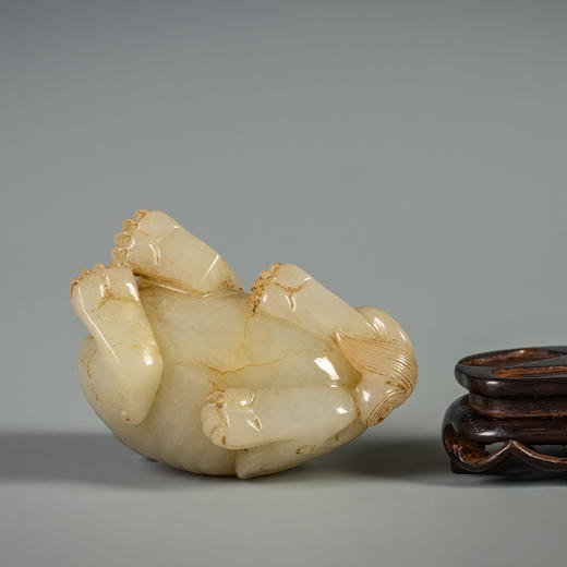 清 玉雕瑞兽摆件（红木座） 商品图4