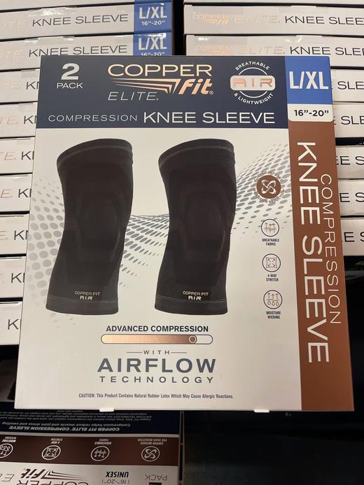 到手价159元 L/XL码 Copper Fit Elite 空气压缩护膝 男女通用舒适运动护膝2件装  美国代购，无中文标签，介意慎拍 商品图2