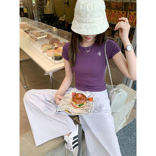 <曾小咸推荐>新品现货秒杀！卖完下架不再补 ！微信粉丝打折价！！浅紫色休闲裤 日常159.99/件 立减80 秒杀79.99/件！！ 商品图3