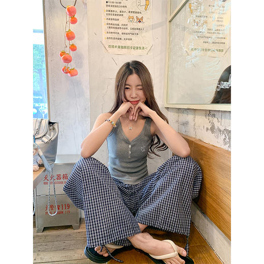 【149元任选2件】最后一波现货！藏蓝格子休闲工装裤 商品图1