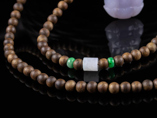 XY0091原创DIY沉香翡翠珠链+紫罗兰翡翠观音挂件 商品图5