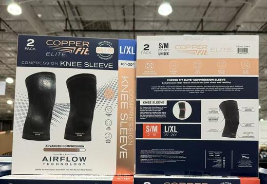 到手价159元 L/XL码 Copper Fit Elite 空气压缩护膝 男女通用舒适运动护膝2件装  美国代购，无中文标签，介意慎拍 商品图1