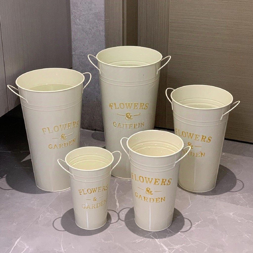 【醒花桶】米白色铁皮鲜花醒花桶1个/份（山东仓发货）