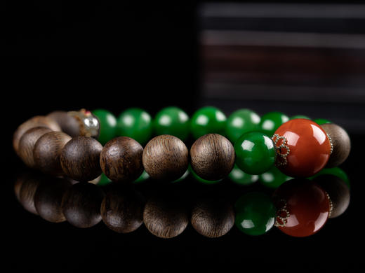 XY0026原创沉香DIY碧玉南红手串 商品图6
