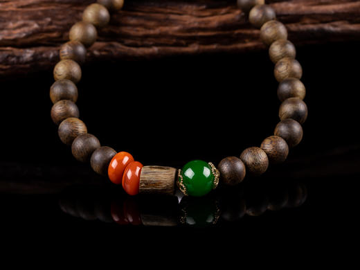 XY0042原创沉香DIY碧玉南红珍珠手串 商品图3