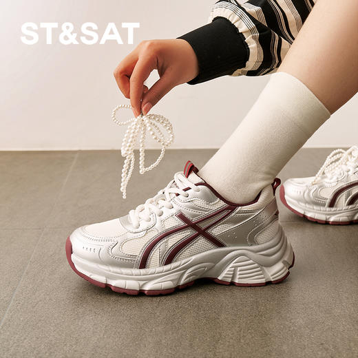 星期六珍珠女孩轻盈舒适运动老爹鞋SSD1112E1W 商品图6