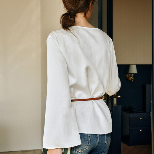 OLrain欧芮儿法式白色衬衫女春季2025年新款时尚设计感浪漫雪纺衫 商品图4