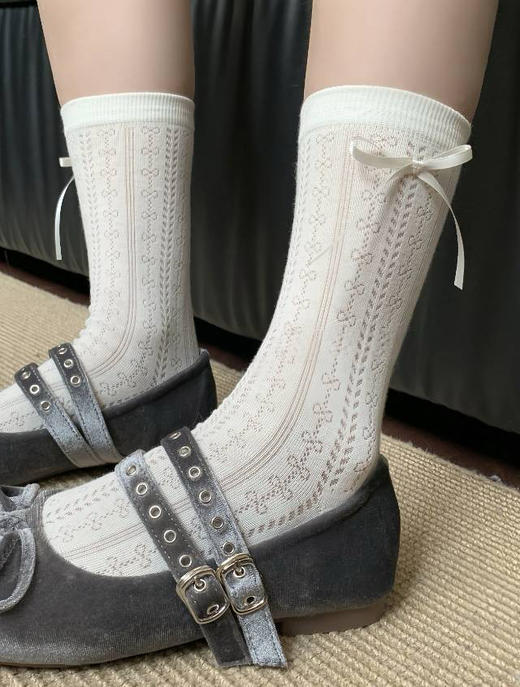 蝴蝶结镂空袜4双（b锁 商品图5