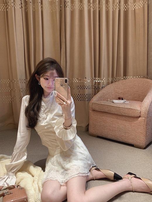 金蘑菇菇 软香玉 蕾丝衬衫新中式上衣/ 重工提花缎面衬衣 商品图1