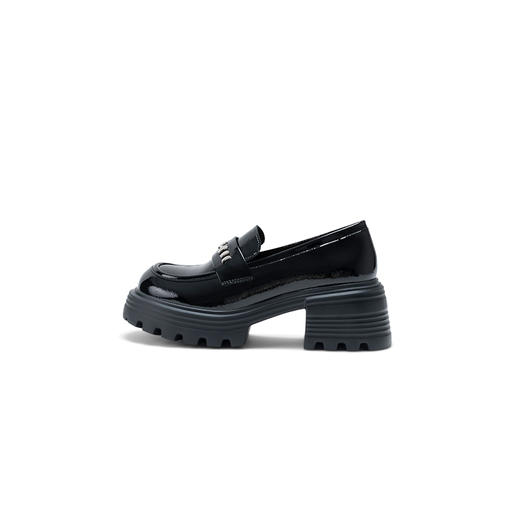 经典鲨2025年春新品百搭圆头气质高粗跟一脚蹬乐福鞋单鞋女KC01-517011 商品图4