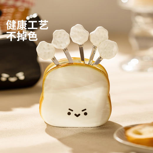 摩登主妇水果叉子收纳罐不锈钢水果签轻奢高级感可爱儿童甜品叉子 商品图2