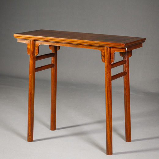 红木镶瘿木面夹头榫刀牙板平头案 商品图4