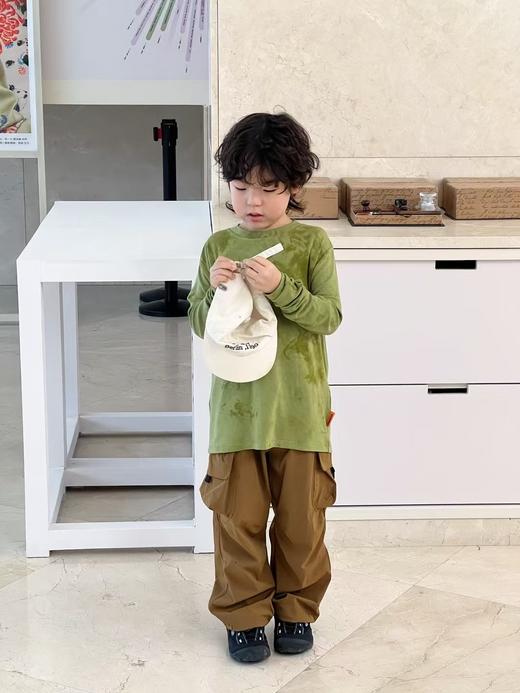 2025春夏 日系户外 儿童速干插肩长袖美利奴扎染T工装裤 商品图3