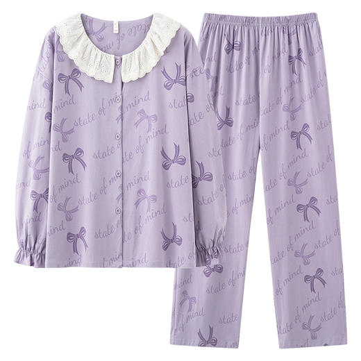 【抗菌新疆棉】自然醒「霓虹甜心」睡衣女士春秋季纯棉长袖开衫套装韩版甜美少女休闲宽松家居服JLM 商品图9