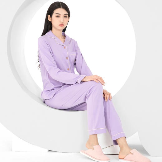 爱帝春季薄款长袖睡衣空调房居家服套装 商品图6