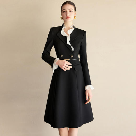IWY/黑色连衣裙女高级感荷叶边领口西服裙气质职业装时尚通勤风女装Q1277 商品图2