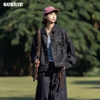 早乙女惠子saotome/STMWT251050/短款蝴蝶结牛仔夹克