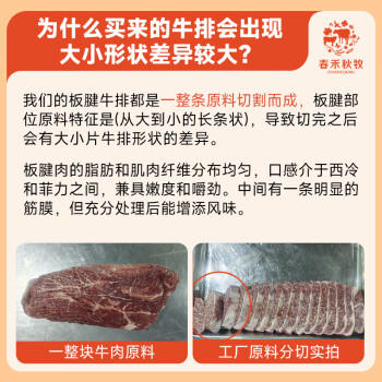 春禾秋牧 进口安格斯原切板腱牛排600g/3-6片赠料包 牛肉生鲜 低脂健身 商品图5