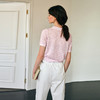 OLrain欧芮儿2025夏季新款POLO领粉色系通勤镂空短袖针织T恤衫女 商品缩略图4