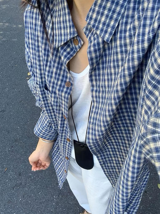 蓝格子衬衫 商品图2