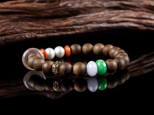 XY0050原创沉香DIY翡翠珍珠手串8.5mm 商品图3