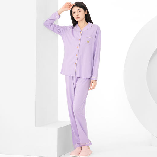 爱帝春季薄款长袖睡衣空调房居家服套装 商品图4