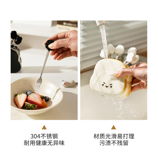 摩登主妇水果叉子收纳罐不锈钢水果签轻奢高级感可爱儿童甜品叉子 商品图3