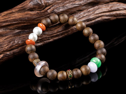 XY0050原创沉香DIY翡翠珍珠手串8.5mm 商品图2