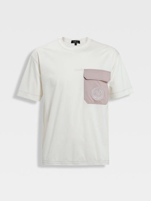 callisto启程系列糯米白长绒棉混纺T恤 商品图0