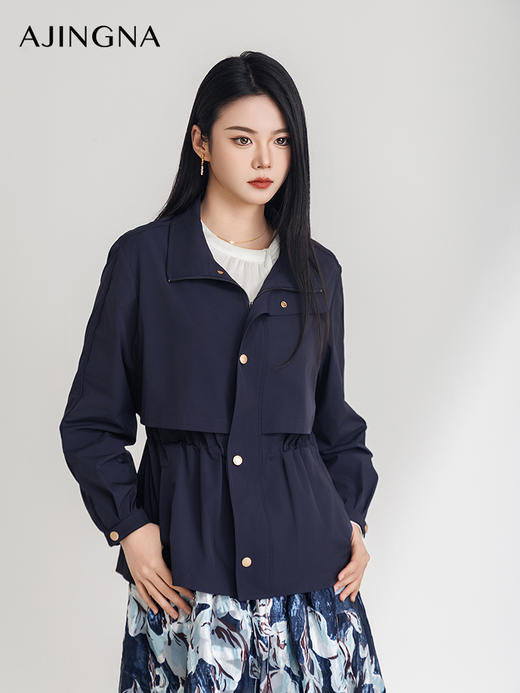【商场同款】阿菁娜气质小立领韩式短款风衣A30C105012 商品图3