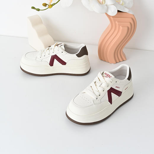 经典鲨2025年春新款韩版时尚拼色平底系带休闲小白鞋板鞋女KW387-517021 商品图6