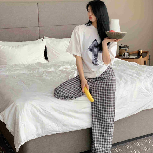 顺丰包邮洛诗琳12601夏季新款简约印花休闲宽松落肩T恤女10305 商品图2