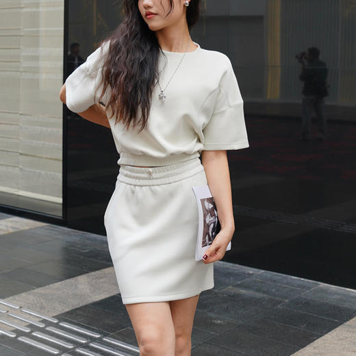 哈瓦塔砂洗（束腰）圆领宽松落肩短袖H350102 +A字裙或短裤H351103 商品图5