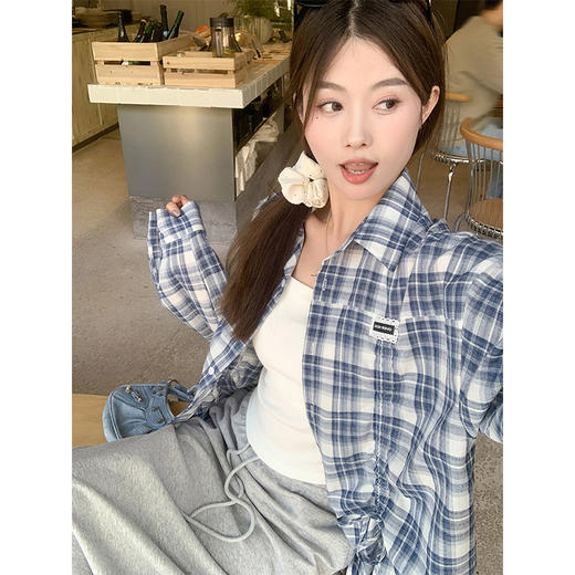 <曾小咸推荐>新品现货秒杀！卖完下架不再补 ！微信粉丝打折价！！藏蓝色格子衬衫 日常169.99/件 立减80 秒杀89.99/件！！ 商品图4