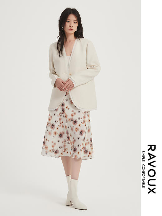 271239901拼料毛边V领西装 商品图2