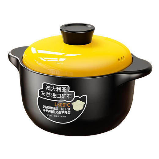 乐享陶瓷黄盖熊猫煲4.5L 商品图0