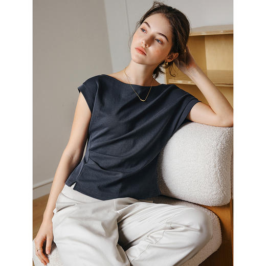 OLrain欧芮儿灰色设计感不对衬T恤女春季2025年新款时尚休闲上衣 商品图3