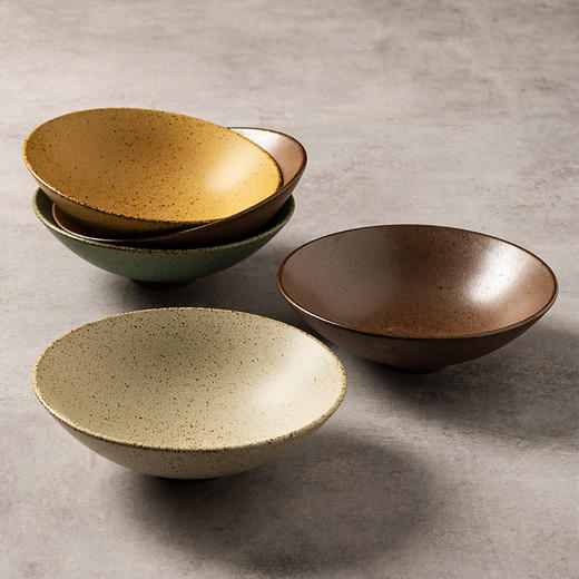 摩登主妇日式斗笠碗小号米饭碗家用餐具浅口摔酒碗陶瓷碗复古碗具 商品图0