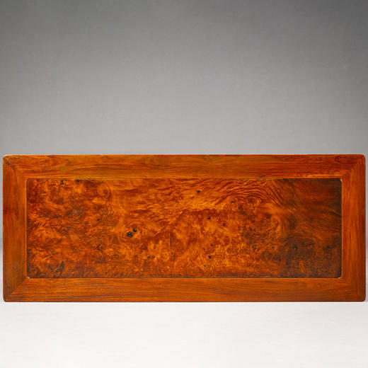 红木镶瘿木面夹头榫刀牙板平头案 商品图2