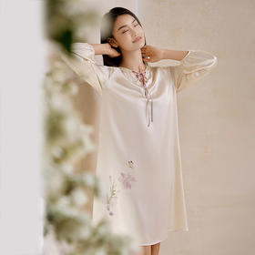 花影玉簪】金三塔新品重磅真丝睡衣女100%桑蚕丝印花睡裙家居服   YSFFA302