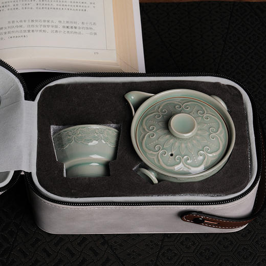 龙泉青瓷敦煌宝相纹与百财吉祥纹饰茶具 商品图4