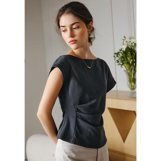 OLrain欧芮儿灰色设计感不对衬T恤女春季2025年新款时尚休闲上衣 商品图4