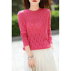 扭花镂空精纺羊毛衫 | 莎岚伊陌 女士春秋款圆领显瘦落肩微透毛衣上衣 商品缩略图4