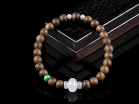 XY0043原创DIY沉香翡翠单圈手串6.3mm