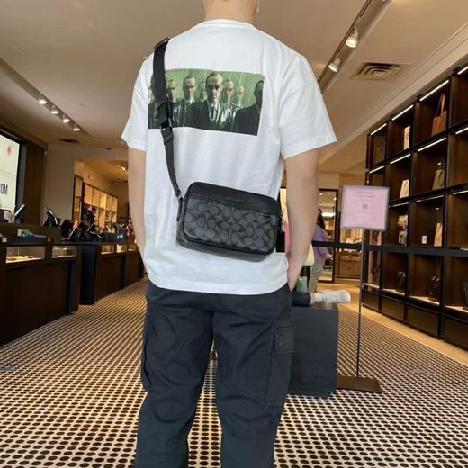 男士单肩相机斜挎包老花邮差包时尚手机腰包男款 商品图2