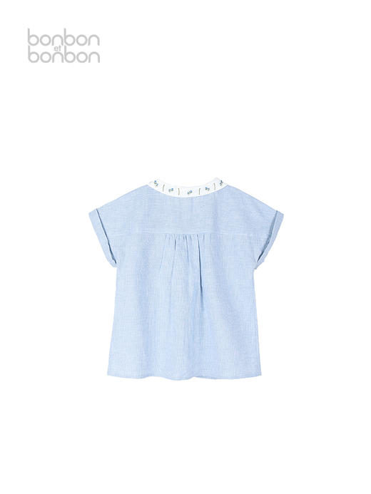 花朵绣花细格上衣 商品图1