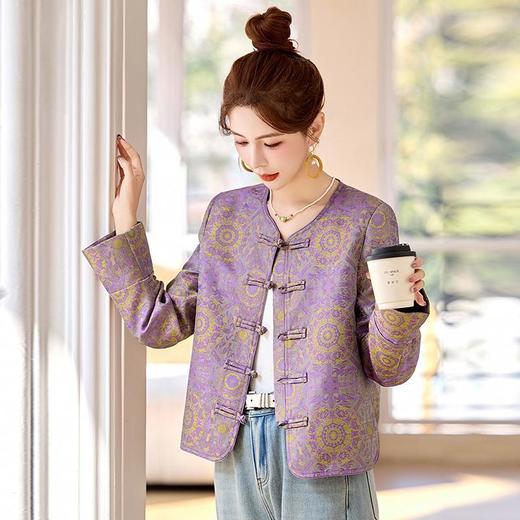 新中式复古提花宋锦唐装，气质高雅百搭盘扣短款外套HR-RSLD2803 商品图1