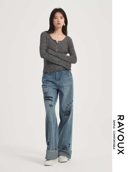 271109903花纱锁骨针织衫 商品图2