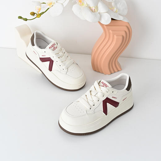 经典鲨2025年春新款韩版时尚拼色平底系带休闲小白鞋板鞋女KW387-517021 商品图4